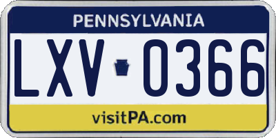 PA license plate LXV0366