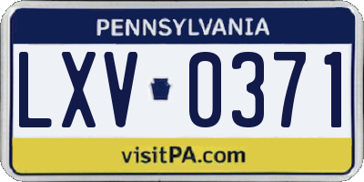 PA license plate LXV0371