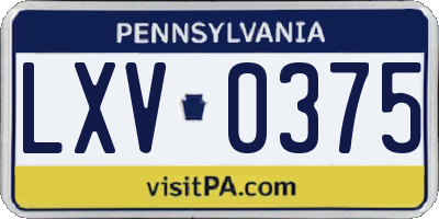 PA license plate LXV0375