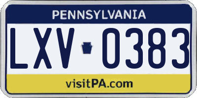 PA license plate LXV0383