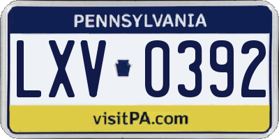 PA license plate LXV0392