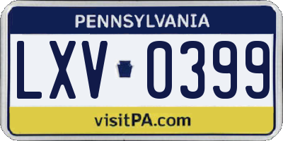 PA license plate LXV0399
