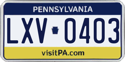 PA license plate LXV0403