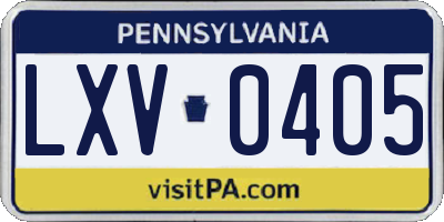 PA license plate LXV0405