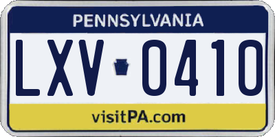 PA license plate LXV0410