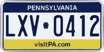 PA license plate LXV0412