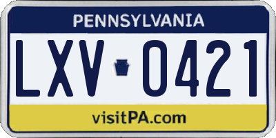 PA license plate LXV0421