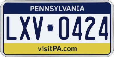 PA license plate LXV0424