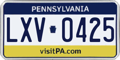 PA license plate LXV0425
