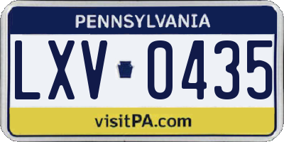 PA license plate LXV0435