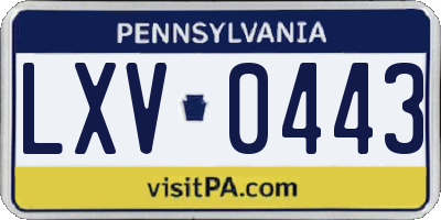 PA license plate LXV0443