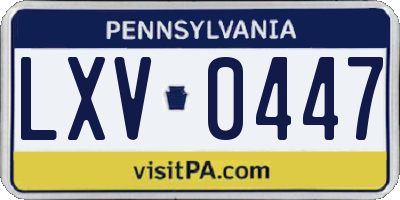 PA license plate LXV0447