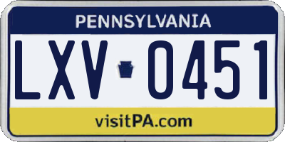 PA license plate LXV0451
