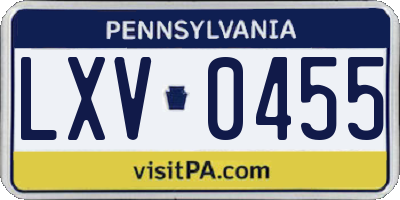 PA license plate LXV0455