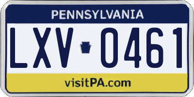 PA license plate LXV0461