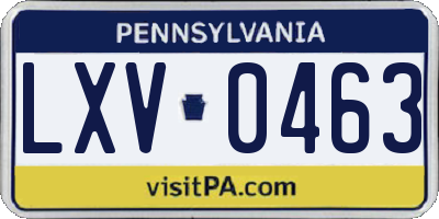PA license plate LXV0463