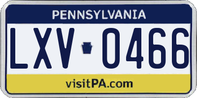 PA license plate LXV0466