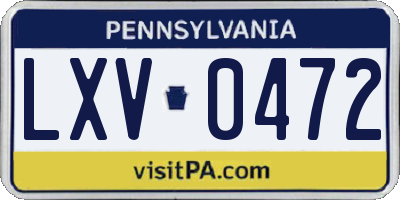PA license plate LXV0472