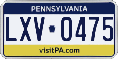 PA license plate LXV0475