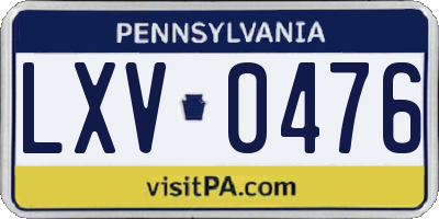 PA license plate LXV0476