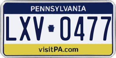 PA license plate LXV0477