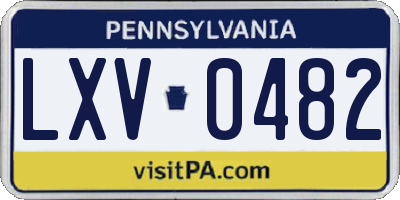 PA license plate LXV0482