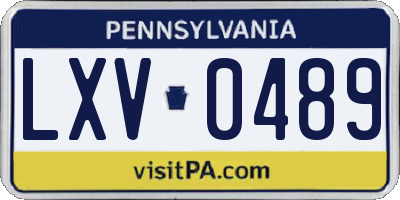 PA license plate LXV0489