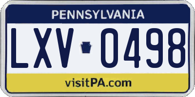 PA license plate LXV0498