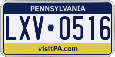 PA license plate LXV0516