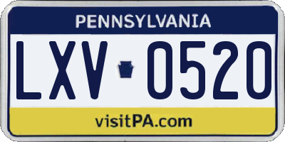 PA license plate LXV0520