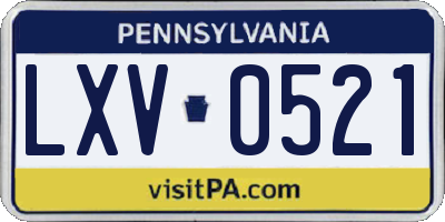 PA license plate LXV0521