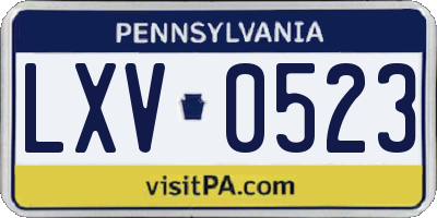 PA license plate LXV0523