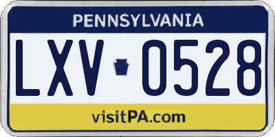 PA license plate LXV0528
