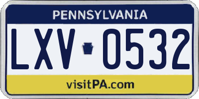 PA license plate LXV0532