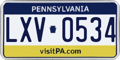 PA license plate LXV0534