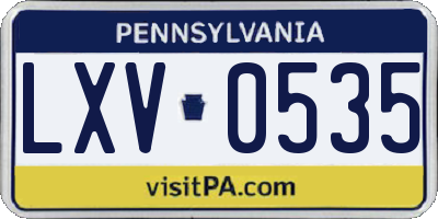 PA license plate LXV0535