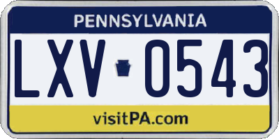 PA license plate LXV0543