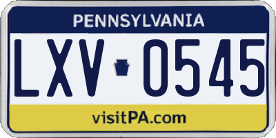 PA license plate LXV0545