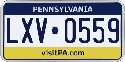 PA license plate LXV0559