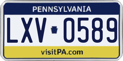 PA license plate LXV0589