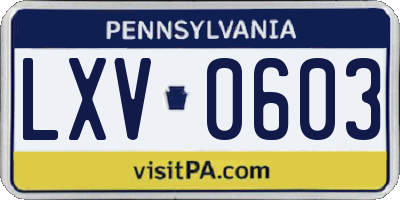PA license plate LXV0603