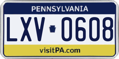 PA license plate LXV0608