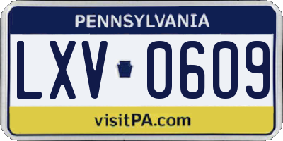 PA license plate LXV0609