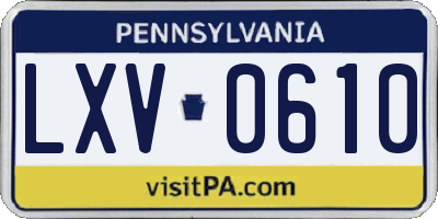 PA license plate LXV0610