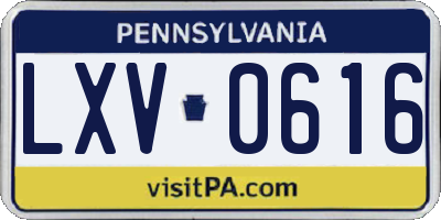 PA license plate LXV0616