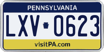 PA license plate LXV0623