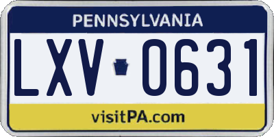 PA license plate LXV0631