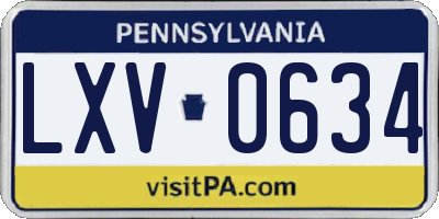 PA license plate LXV0634