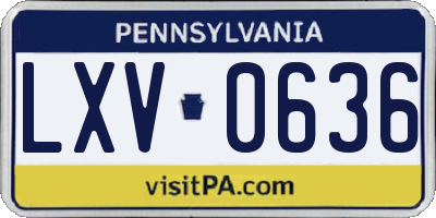 PA license plate LXV0636