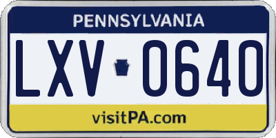 PA license plate LXV0640
